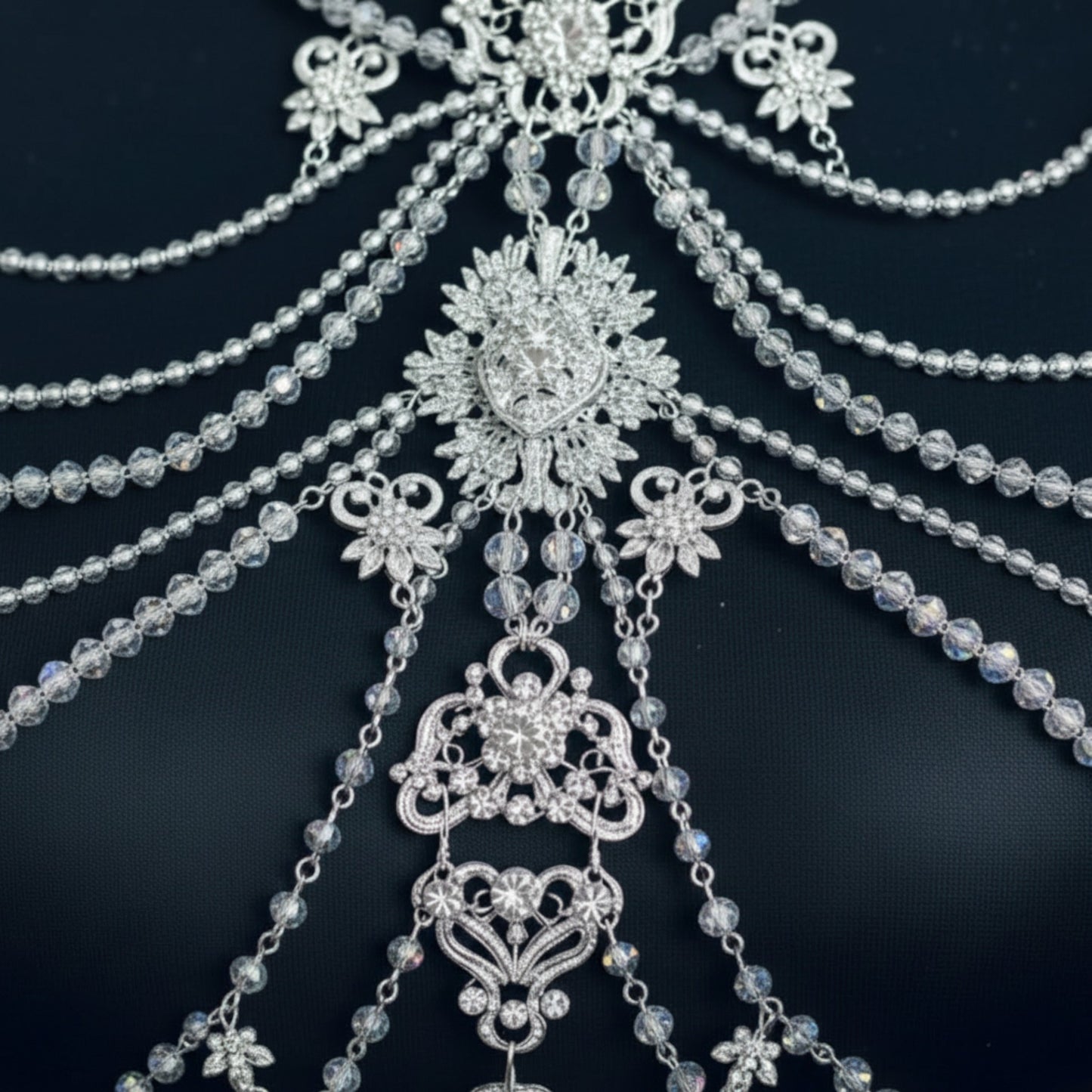 Crystal Waterfall Bridal Shoulder Jewelry | Artisanal Couture Body Chain