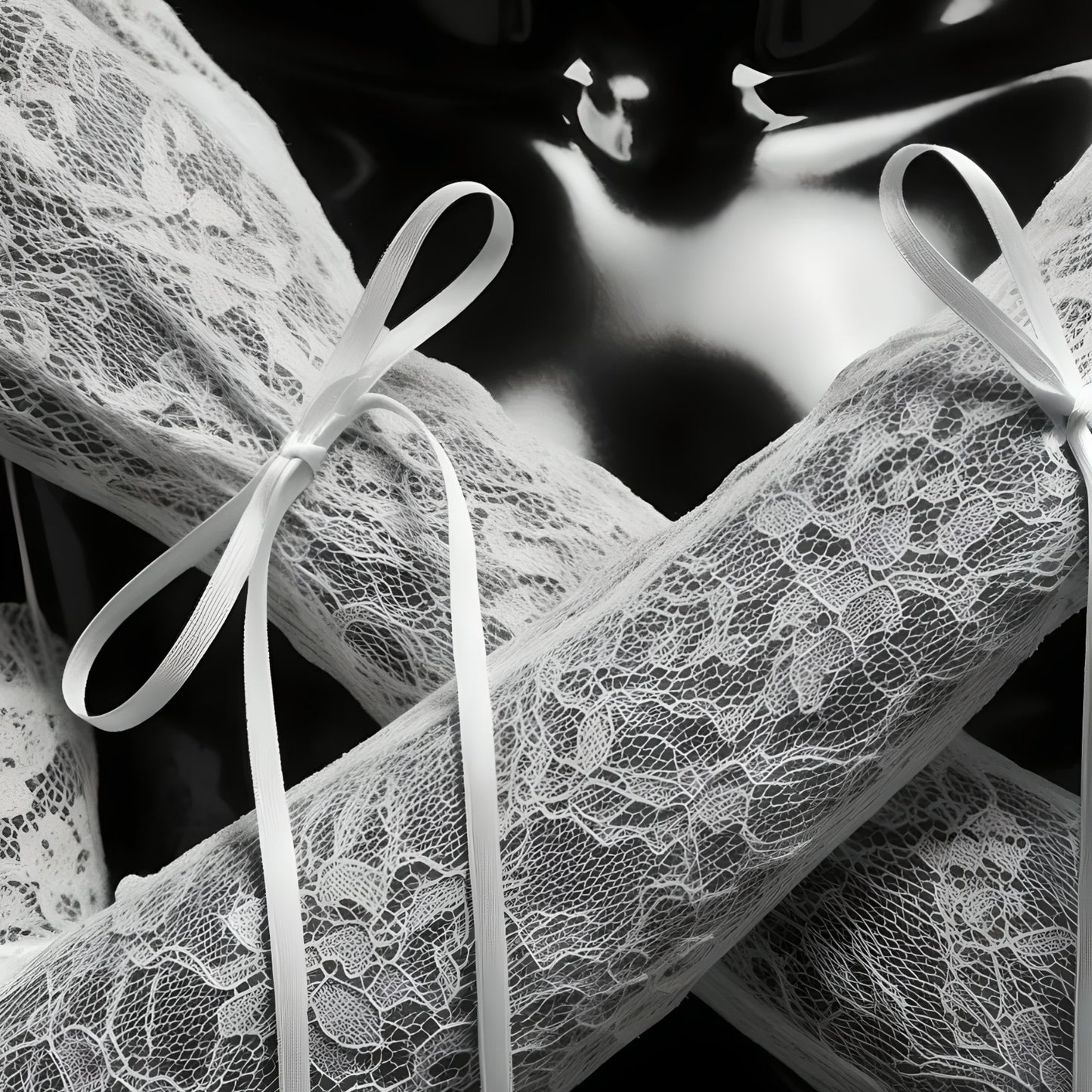 Chantilly Lace Bridal Gloves | Delicate Floral Embroidery with Satin Ribbon Ties