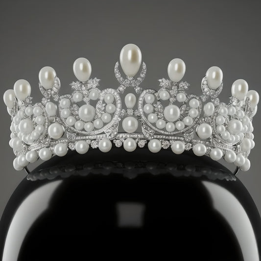Regal Pearl & Diamond-Cut Crystal Wedding Tiara