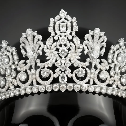 Ornate Crystal Lace Bridal Tiara | Artisanal Jewelry Wedding Crown