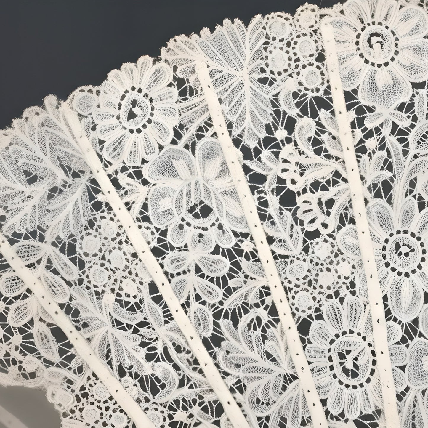 Artisan Painted Lace & Mother-of-Pearl Fan | Hand-Crafted Bridal Masterpiece