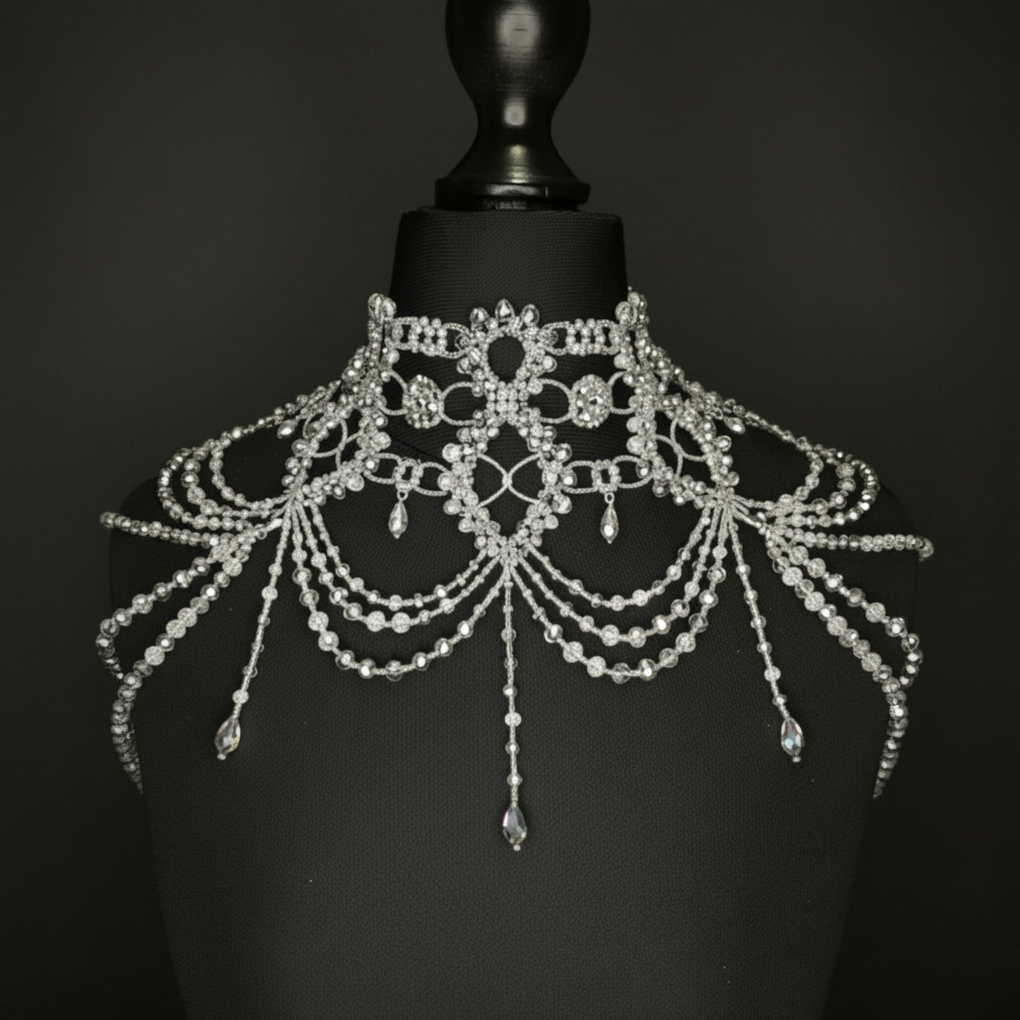 Crystal Heritage Bridal Shoulder Jewelry | Artisanal Beaded Body Chain Necklace