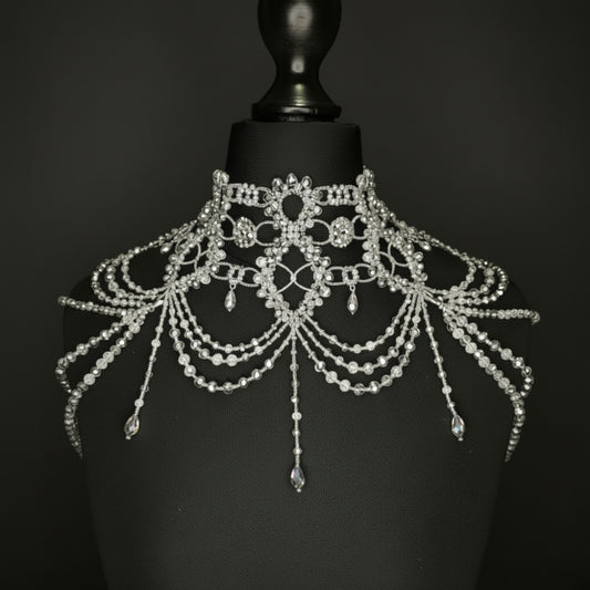 Crystal Heritage Bridal Shoulder Jewelry | Artisanal Beaded Body Chain Necklace