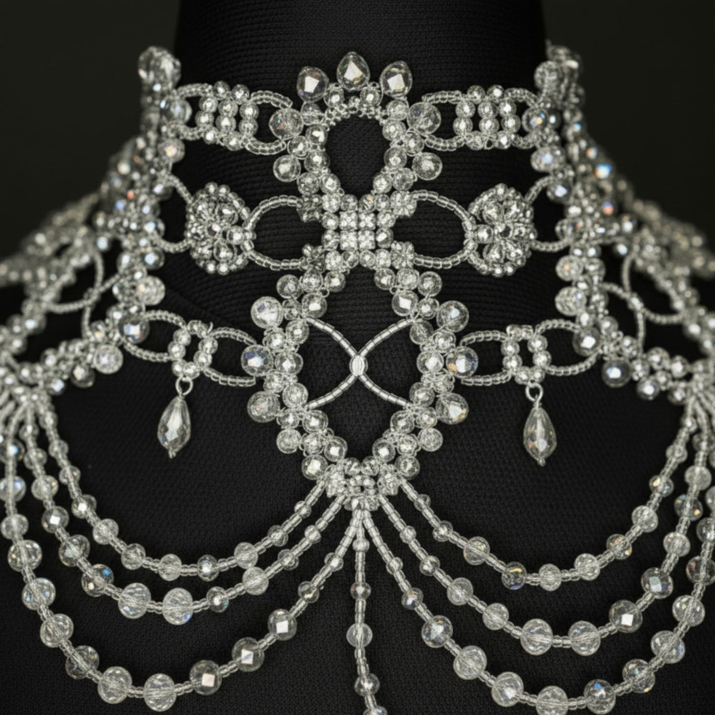 Crystal Heritage Bridal Shoulder Jewelry | Artisanal Beaded Body Chain Necklace