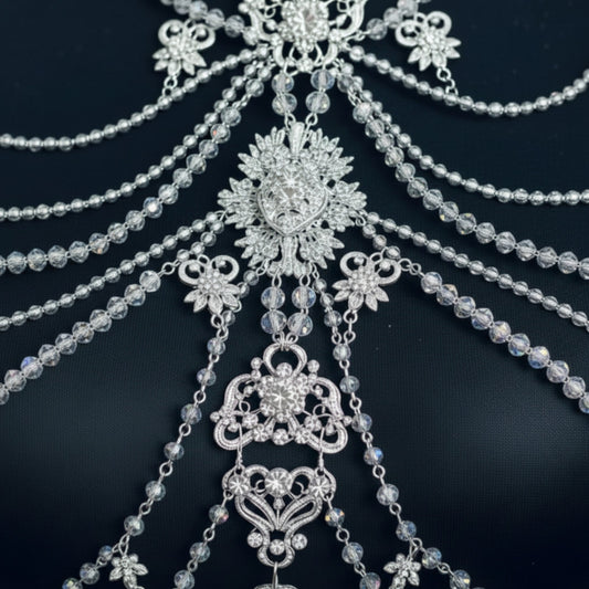 Crystal Waterfall Bridal Shoulder Jewelry | Artisanal Couture Body Chain