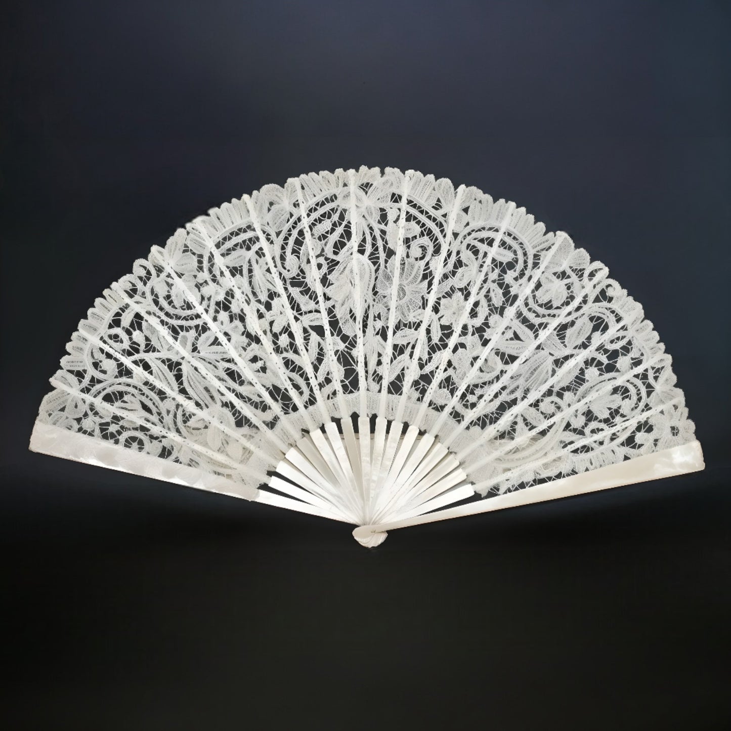 Chantilly Lace & Mother-of-Pearl Fan | Hand-Crafted Bridal Heirloom