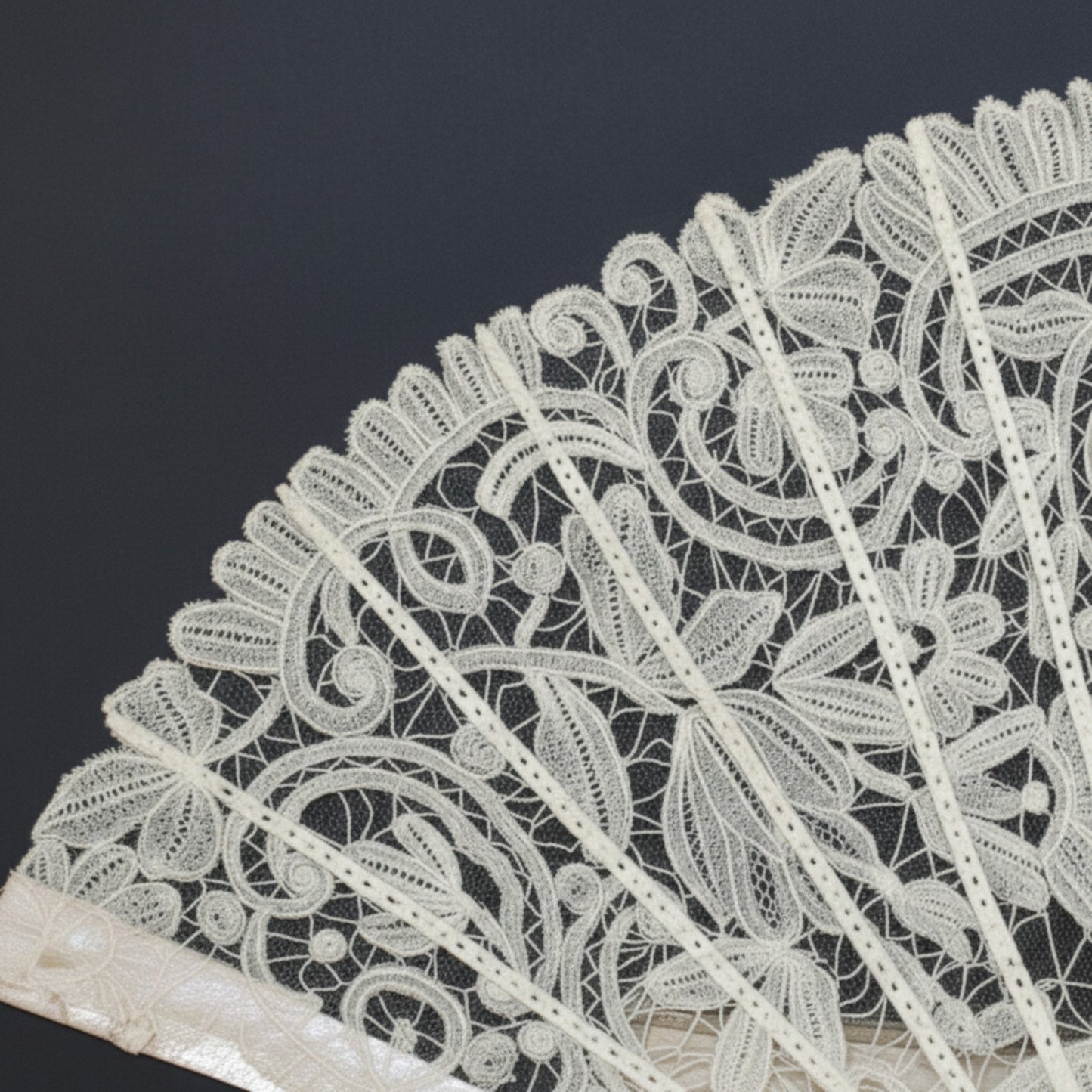 Chantilly Lace & Mother-of-Pearl Fan | Hand-Crafted Bridal Heirloom