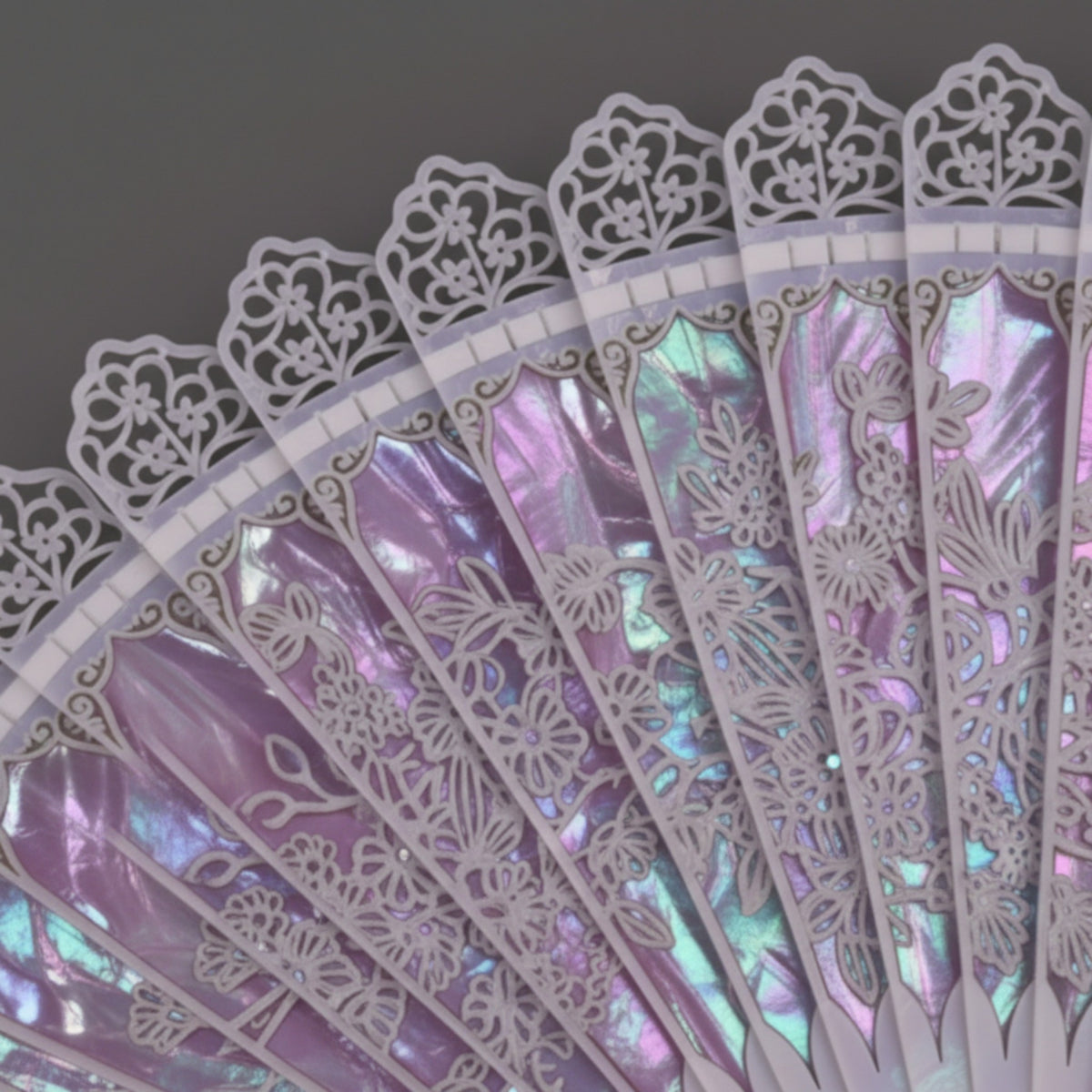 Violet Iridescent Mother-of-Pearl Fan | Hand-Carved Opalescent Heirloom