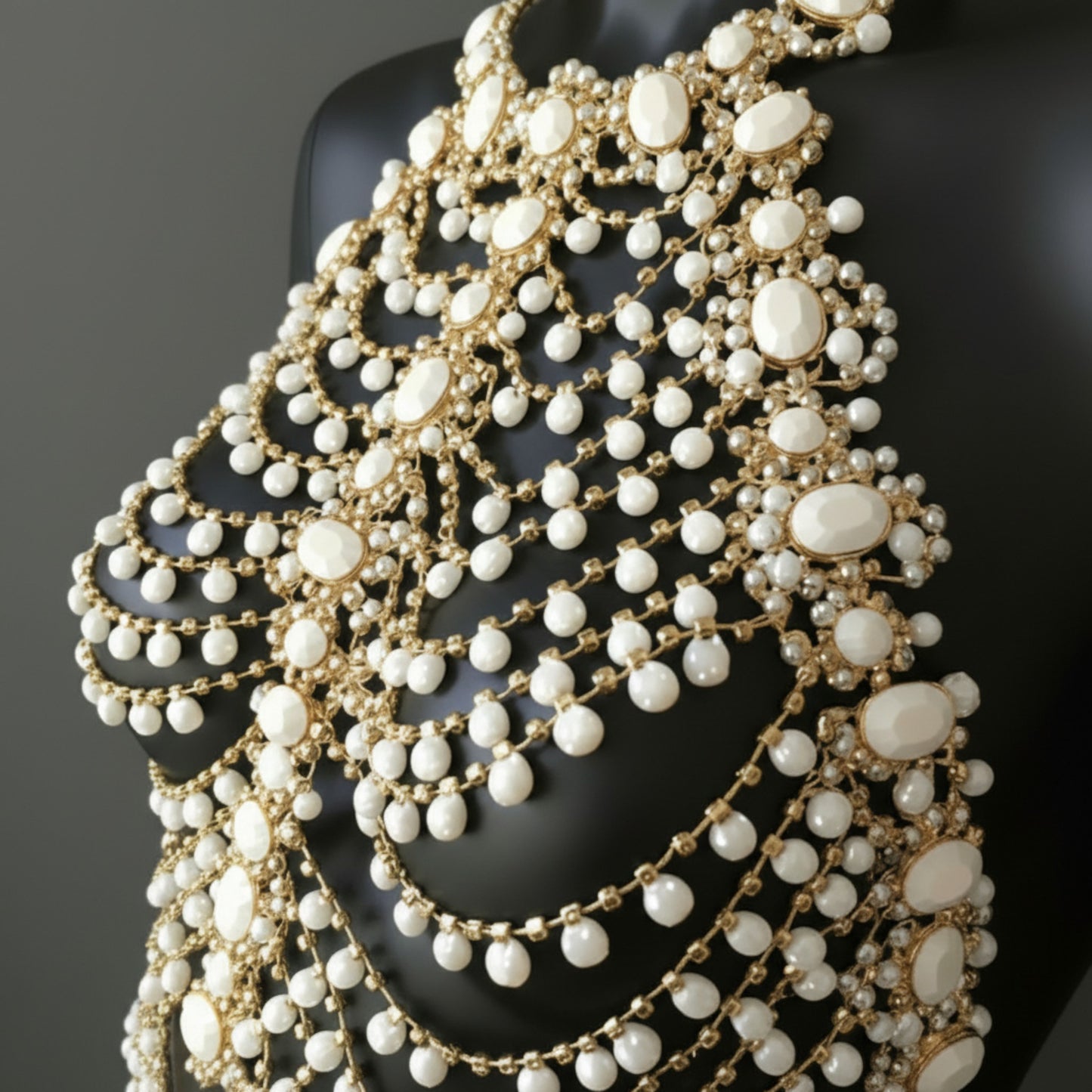 Aura Pearl Jewelry Corset | Hand-Crafted Couture Body Piece