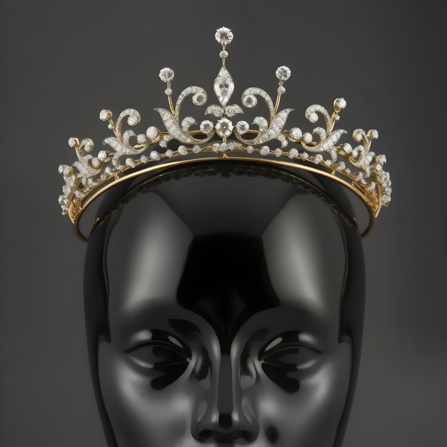 Vintage Baroque Lily Bridal Tiara | Hand-Crafted Gold & Diamond-Cut Crystal Crown